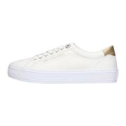 Witte Canvas Lage Sneakers Tommy Hilfiger , White , Dames