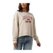 Varsity Open-neck Sweatshirt Beige Tommy Hilfiger , Beige , Dames