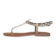 Beige Sandalen met Dierenprint Lazamani , Multicolor , Dames