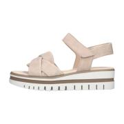 Beige Gevlochten Sandalen met Enkelbandje Gabor , Beige , Dames