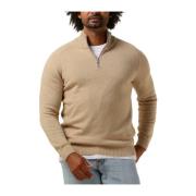 Wool-mix Zip High Neck Sweater Selected Homme , Beige , Heren
