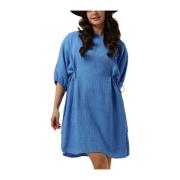 Blauwe 3/4 Mouw Jurk Moss Copenhagen , Blue , Dames