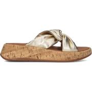 Gouden Leren Knoop Slippers Fitflop , Yellow , Dames