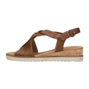 Bruine Leren Sandalen met Twist Gabor , Brown , Dames