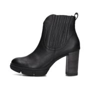 Trendy Zwarte Leren Enkellaarsjes Paul Green , Black , Dames