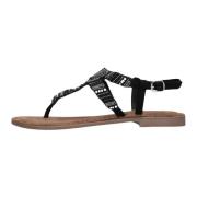 Zwarte Beaded Suède Sandalen Lazamani , Black , Dames