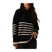 Lang Gebreide Pullover Sweater Object , Black , Dames