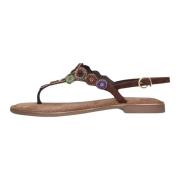 Bruine Beaded Suède Sandalen Lazamani , Brown , Dames