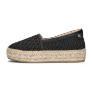 Zwarte Espadrilles met Jute Plateauzool Red Rag , Black , Dames