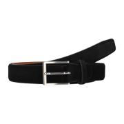 Zwarte Suède Riem met Metalen Gesp Magnanni , Black , Heren