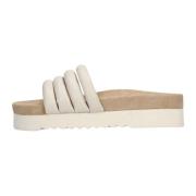 Witte Leren Zomer Slipper Bali Maruti , Beige , Dames