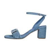 Blauwe Denim Sandalen met Blokhak Toral , Blue , Dames