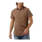 Casual Melange Pique Shirt Bruin Dstrezzed , Brown , Heren