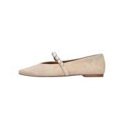 Beige Suède Ballerina Flats met Gesp Toral , Beige , Dames