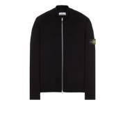 Geribbelde Katoenen Vest met Opstaande Kraag Stone Island , Black , He...