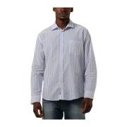 Stevie Stripe Shirt Blauw Casual Butcher of Blue , Blue , Heren