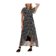 Zebra Maxi Wrap Jurk Colourful Rebel , Black , Dames