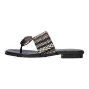 Zwarte Raffia Slippers Stijlvolle Zomer Noa Harmon , Black , Dames