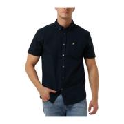 Heren Katoenen Slub Korte Mouw Overhemd Lyle & Scott , Blue , Heren