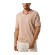 Perzik Linnen Gebreide Polo Shirt Selected Homme , Pink , Heren