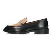 Zwarte Leren Loafers met Stijlvolle Details Bronx , Black , Dames