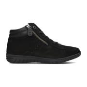 Zwarte hoge sneaker met rits Hartjes , Black , Dames