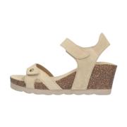 Beige Sleehak Sandalen met Klittenbandsluiting Panama Jack , Beige , D...