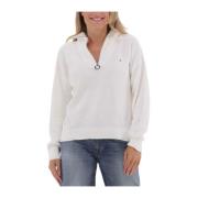 Stijlvolle Cable Zip-up Sweater Tommy Hilfiger , White , Dames