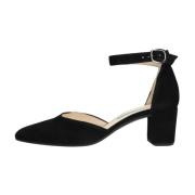 Zwarte Suède Enkelband Pump Gabor , Black , Dames