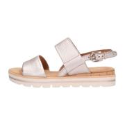 Comfortabele Metallic Sandalen met Elastische Band Gabor , Beige , Dam...