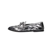 Zilveren Loafers met Gevlochten Detail A.s.98 , Gray , Dames