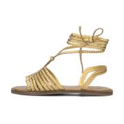 Gouden Strappy Leren Sandalen Inuovo , Yellow , Dames