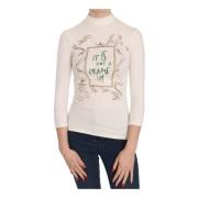 Wit Langemouw Crew Neck Top Exte , White , Dames