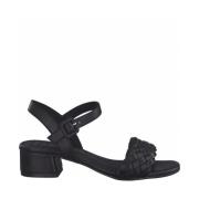 Zwarte Casual Platte Sandalen Vrouwen Marco Tozzi , Black , Dames