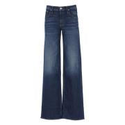 Blauwe Katoenen Jeans met Riemlussen Mother , Blue , Dames