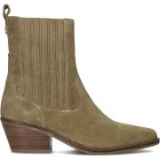 Beige Enkellaarsjes met Blokhak Haboob , Beige , Dames