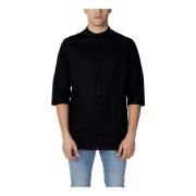Zwarte Mandarin Kraag Shirt Lente/Zomer Antony Morato , Black , Heren