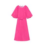 Elegante Taffeta Midi Jurk Maliparmi , Pink , Dames