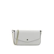 Witte Clutch Tas met Kettingriem Pourchet Paris , White , Dames