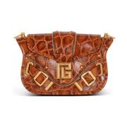 Blaze tas in krokodillenprint leer Balmain , Brown , Dames