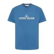T-shirt met logo Stone Island , Blue , Heren