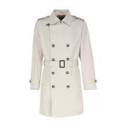 Navy Taffeta Double-Breasted Trench Coat Fay , White , Heren