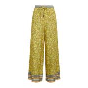 Gedrukte Viscose Rechte Broek Maliparmi , Yellow , Dames