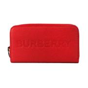 Geëtst Logo Leren Clutch Portemonnee Burberry , Red , Dames