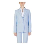 Lichtblauwe V-Neck Blazer Sandro Ferrone , Blue , Dames