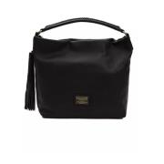 Zwarte Leren Schoudertas - Elegant Pompei Donatella , Black , Dames