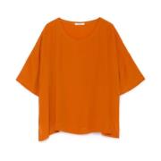 Vloeibare Crepe Oversize T-Shirt Maliparmi , Orange , Dames