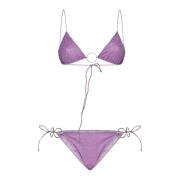 Paarse Lurex Bikini Set Oseree , Purple , Dames