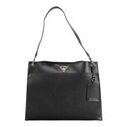 Stijlvolle Schoudertas met Drukknoopsluiting Guess , Black , Dames