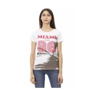 Wit Katoenen T-shirt met Front Print Trussardi , White , Dames